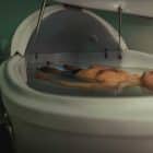 man resting in floating therapy