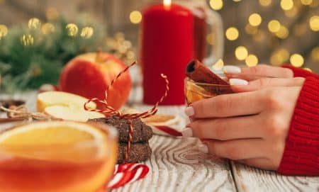 woman eating on christmast holidays