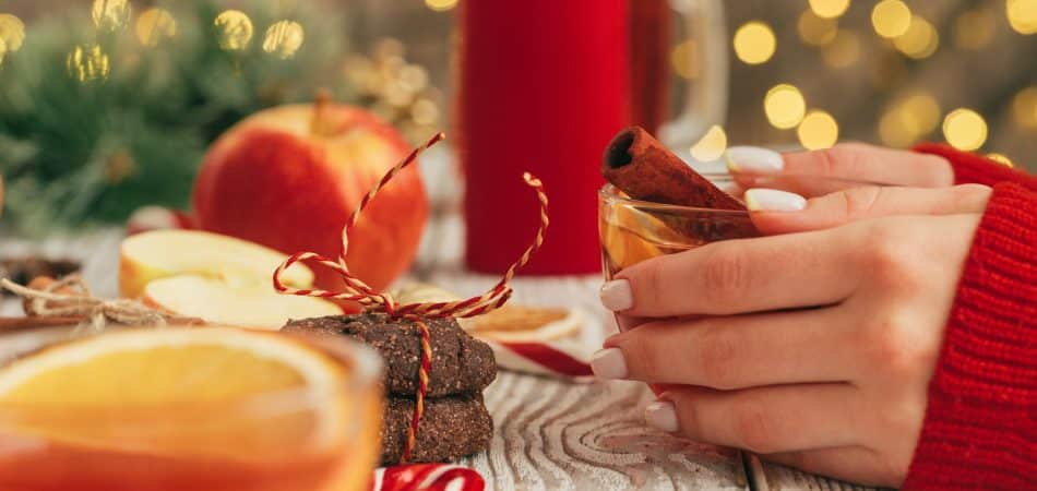 woman eating on christmast holidays