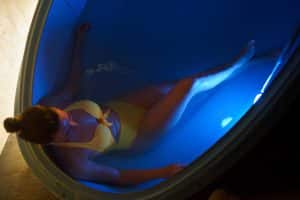 woman in swimsuit on a floating therapy