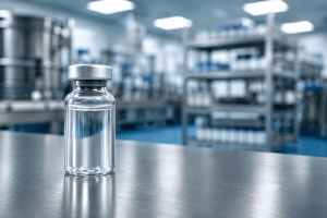 Sterile lab setting with medicinal vial