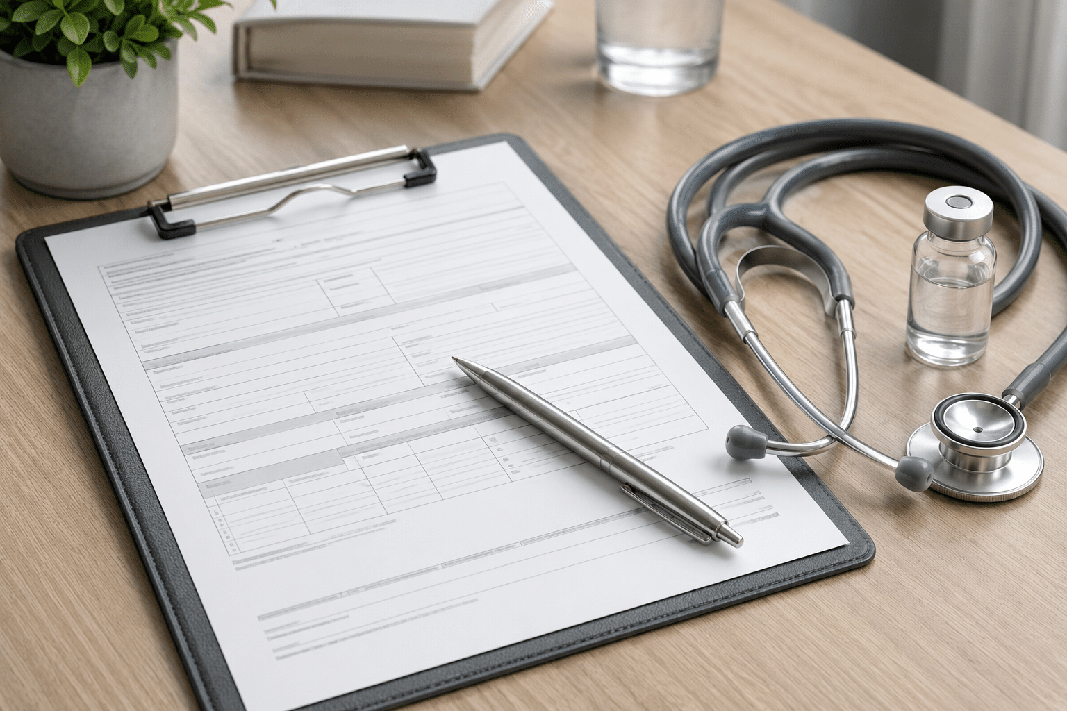 clipboard with a patient consultation form